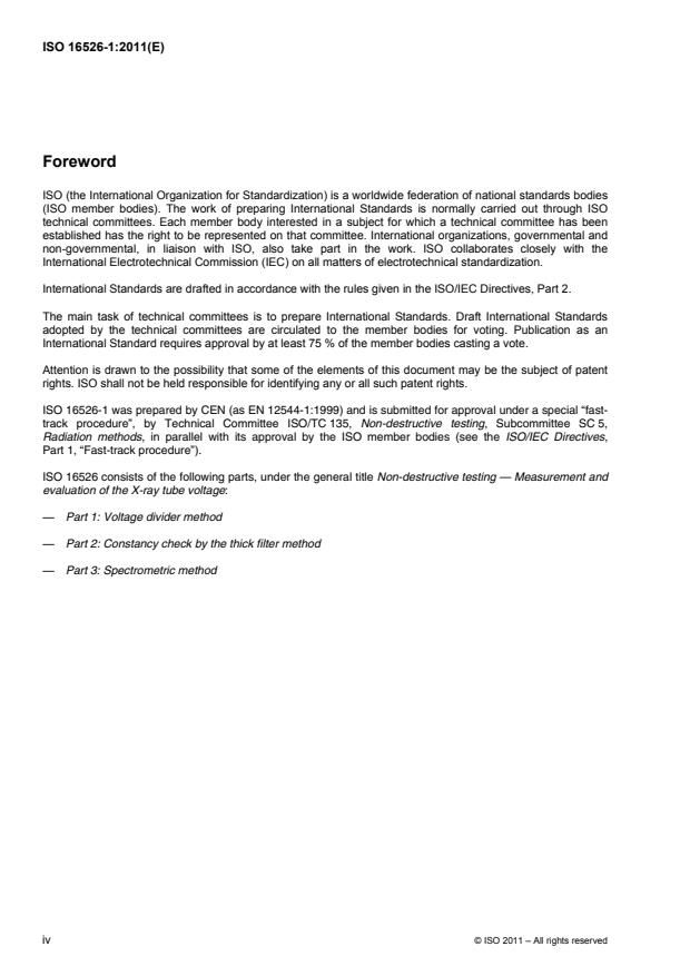 ISO 16526-1:2011 ISO 16526-1:2011 - Non-destructive testing -- Measurement and evaluation of the X-ray tube voltage - Page 4 preview
