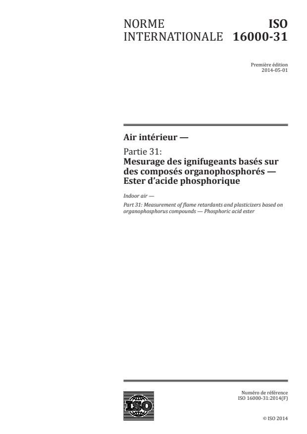 ISO 16000-31:2014 - Air intérieur