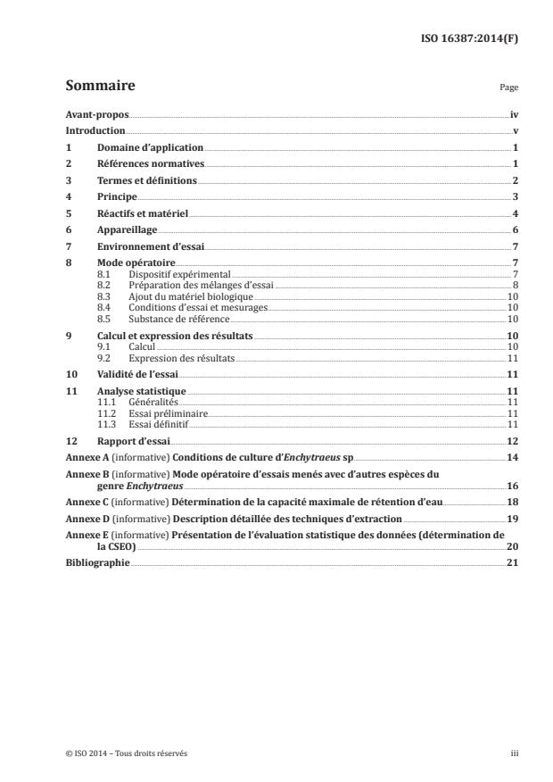 ISO 16387:2014 - Qualité du sol -- Effets des contaminants sur les Enchytraeidae (Enchytraeus sp.) -- Détermination des effets sur la survie et la reproduction