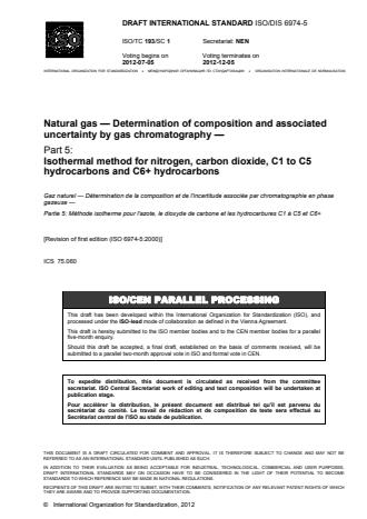 ISO 6974-5:2014 - Natural gas -- Determination of composition and associated uncertainty by gas chromatography