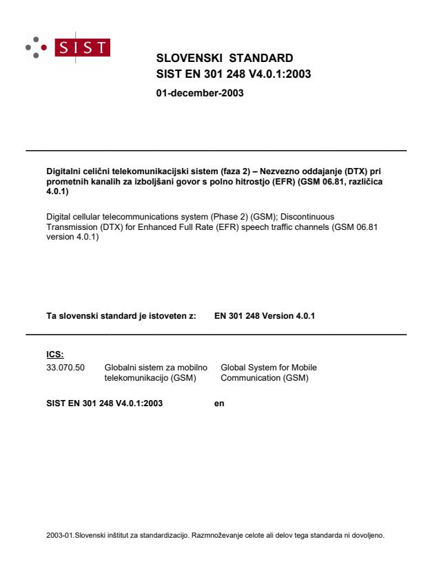 SIST EN 301 248 V4.0.1:2003