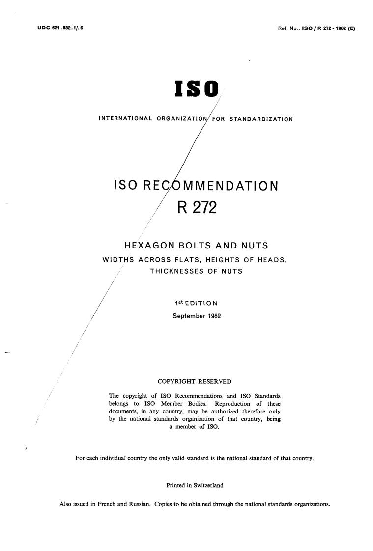 ISO/R 272:1962 - Title missing - Legacy paper document
Released:1/1/1962