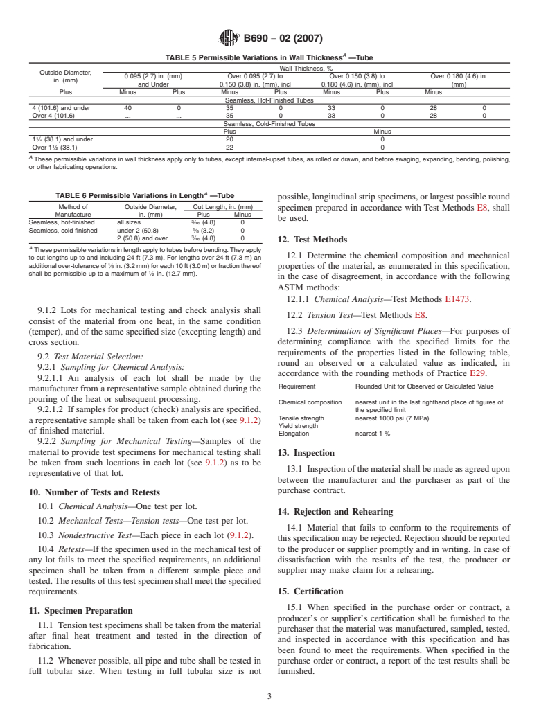 ASTM B690-02(2007) - Standard Specification for Iron-Nickel-Chromium-Molybdenum Alloys (UNS N08366 and UNS N08367) Seamless Pipe and Tube