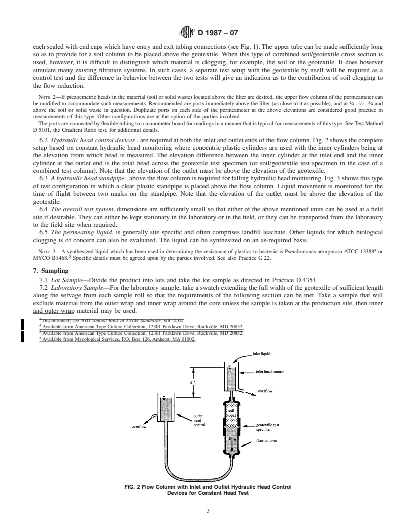 REDLINE ASTM D1987-07 - Standard Test Method for Biological Clogging of Geotextile or Soil/Geotextile Filters