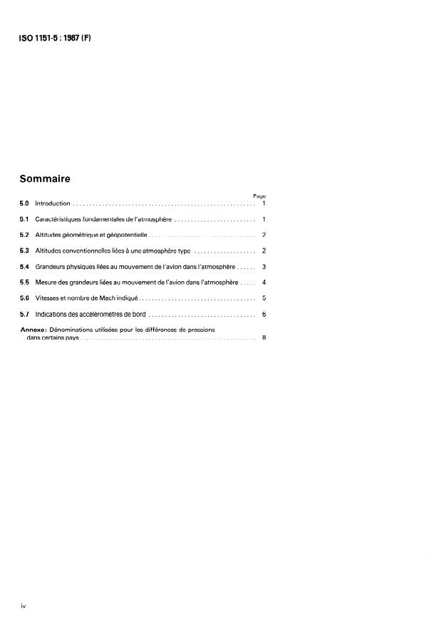 ISO 1151-5:1987 ISO 1151-5:1987 - Mécanique du vol -- Concepts, grandeurs et symboles - Page 4 preview