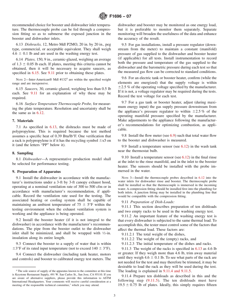 ASTM F1696-07 - Standard Test Method for Energy Performance of Single-Rack, Door-Type Commercial Dishwashing Machines