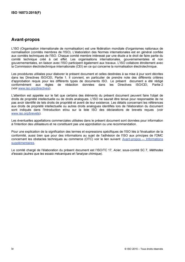 ISO 16573:2015 ISO 16573:2015 - Acier -- Méthode de mesure pour l'évaluation de la résistance a la fragilisation par l'hydrogene des aciers a haute résistance - Page 4 preview