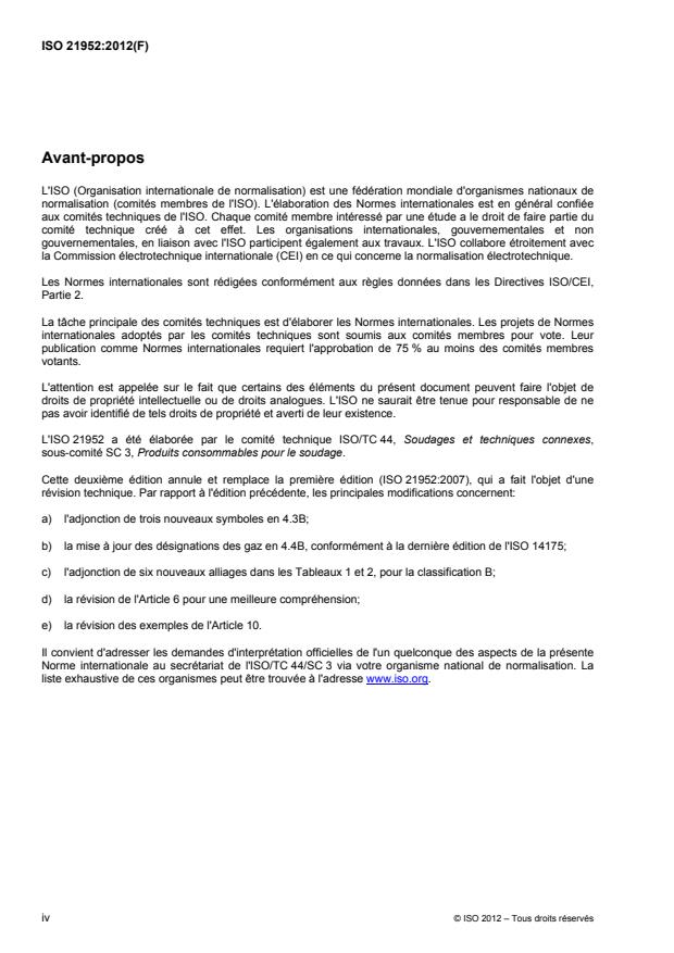 ISO 21952:2012 ISO 21952:2012 - Produits consommables pour le soudage -- Fils-électrodes, fils, baguettes et dépôts pour le soudage a l'arc sous gaz de protection des aciers résistant au fluage -- Classification - Page 4 preview