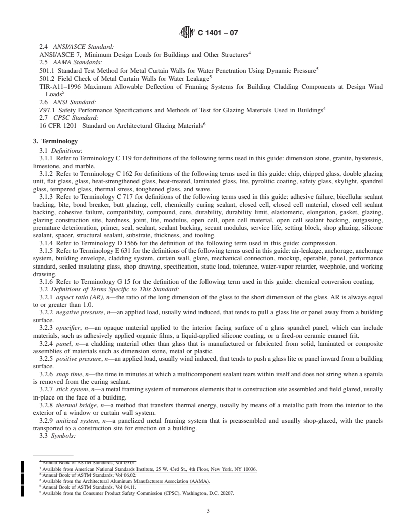 REDLINE ASTM C1401-07 - Standard Guide for Structural Sealant Glazing