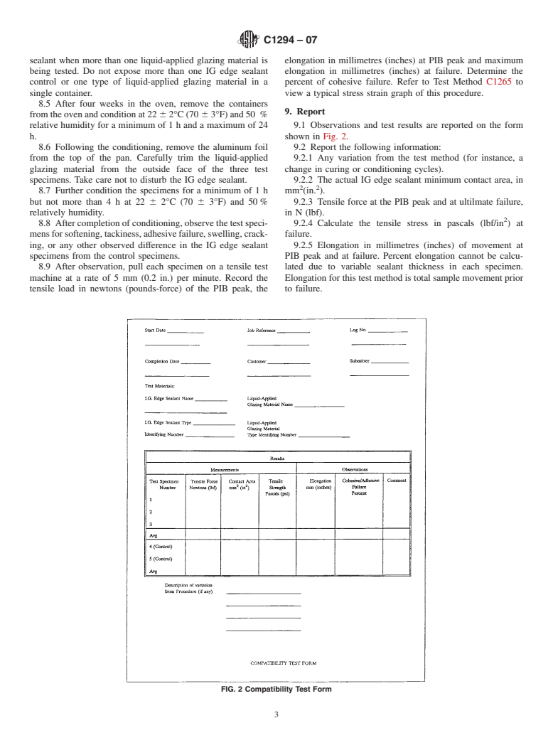 ASTM C1294-07 - Standard Test Method for Compatibility of Insulating Glass Edge Sealants with Liquid-Applied Glazing Materials