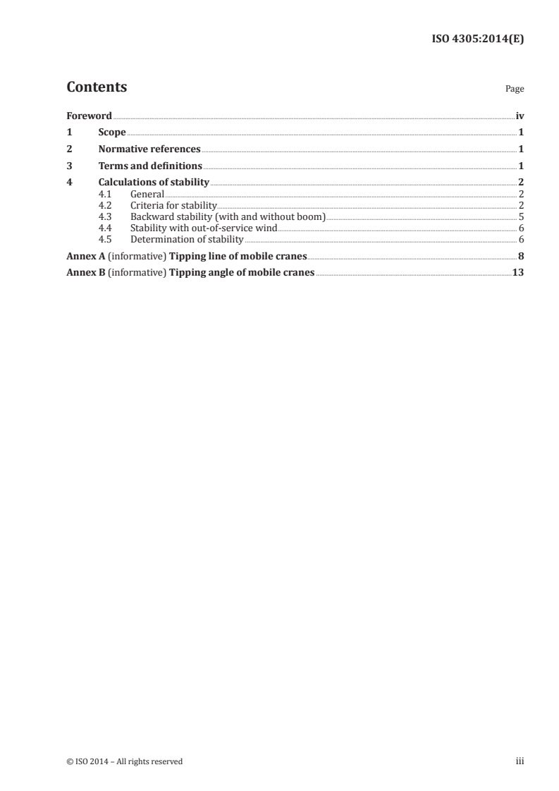 ISO 4305:2014 - Mobile cranes — Determination of stability
Released:3/20/2014