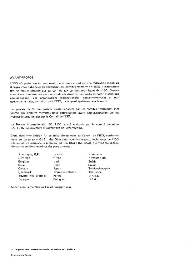 ISO 1155:1978 ISO 1155:1978 - Traitement de l'information -- Emploi de la parité longitudinale pour la détection d'erreurs dans les messages d'information - Page 2 preview