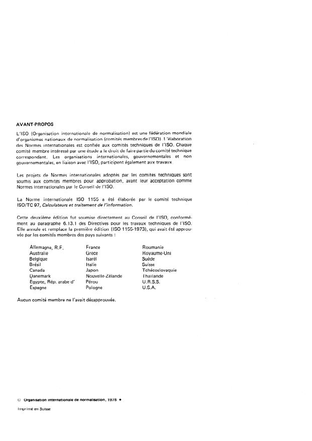 ISO 1155:1978 ISO 1155:1978 - Traitement de l'information -- Emploi de la parité longitudinale pour la détection d'erreurs dans les messages d'information - Page 2 preview