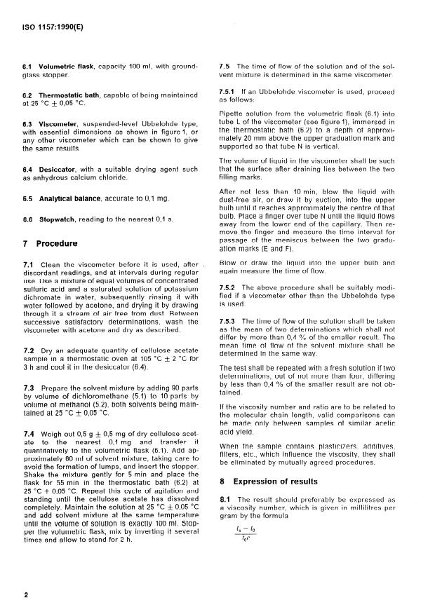ISO 1157:1990 ISO 1157:1990 - Plastics -- Cellulose acetate in dilute solution -- Determination of viscosity number and viscosity ratio - Page 4 preview
