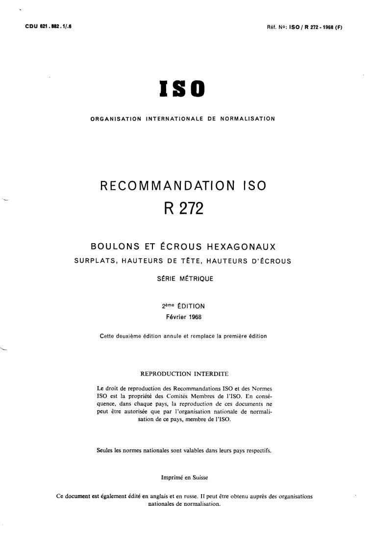 ISO/R 272:1968 - Title missing - Legacy paper document
Released:1/1/1968