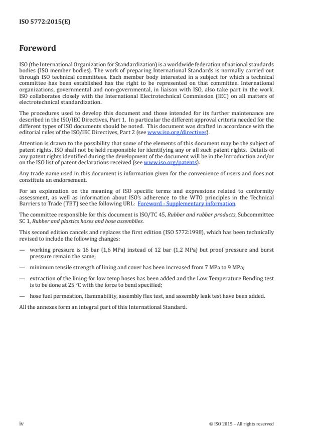 ISO 5772:2015 ISO 5772:2015 - Rubber and plastic hoses and hose assemblies for measured fuel dispensing systems -- Specification - Page 4 preview