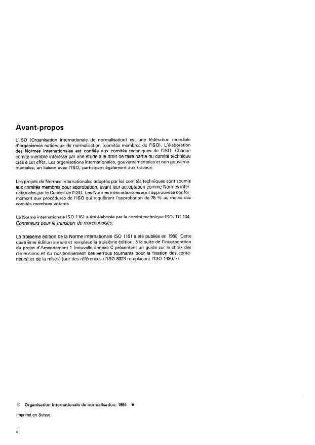 ISO 1161:1984 ISO 1161:1984 - Conteneurs de la série 1 -- Pieces de coin -- Spécifications - Page 2 preview