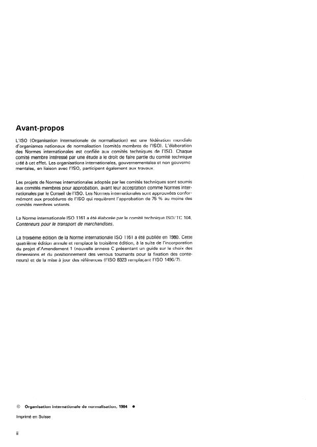 ISO 1161:1984 ISO 1161:1984 - Conteneurs de la série 1 -- Pieces de coin -- Spécifications - Page 2 preview