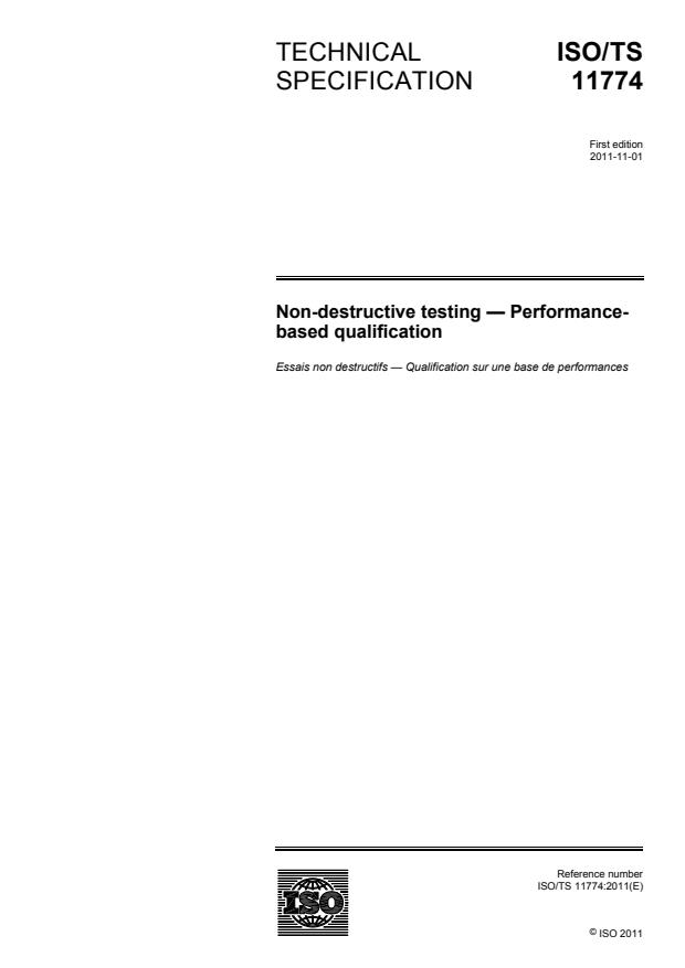 ISO/TS 11774:2011 - Non-destructive testing -- Performance-based qualification