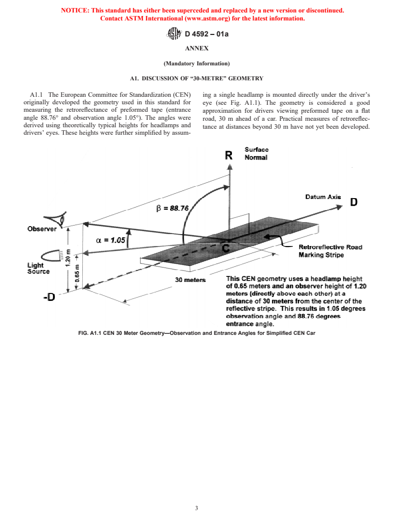 ASTM D4592-01a - Standard Specification for Preformed Retroreflective Pavement Marking Tape for Limited Service Life