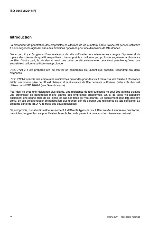 ISO 7046-2:2011 ISO 7046-2:2011 - Vis a métaux a tete fraisée a empreinte cruciforme de type H ou de type Z -- Grade A - Page 4 preview