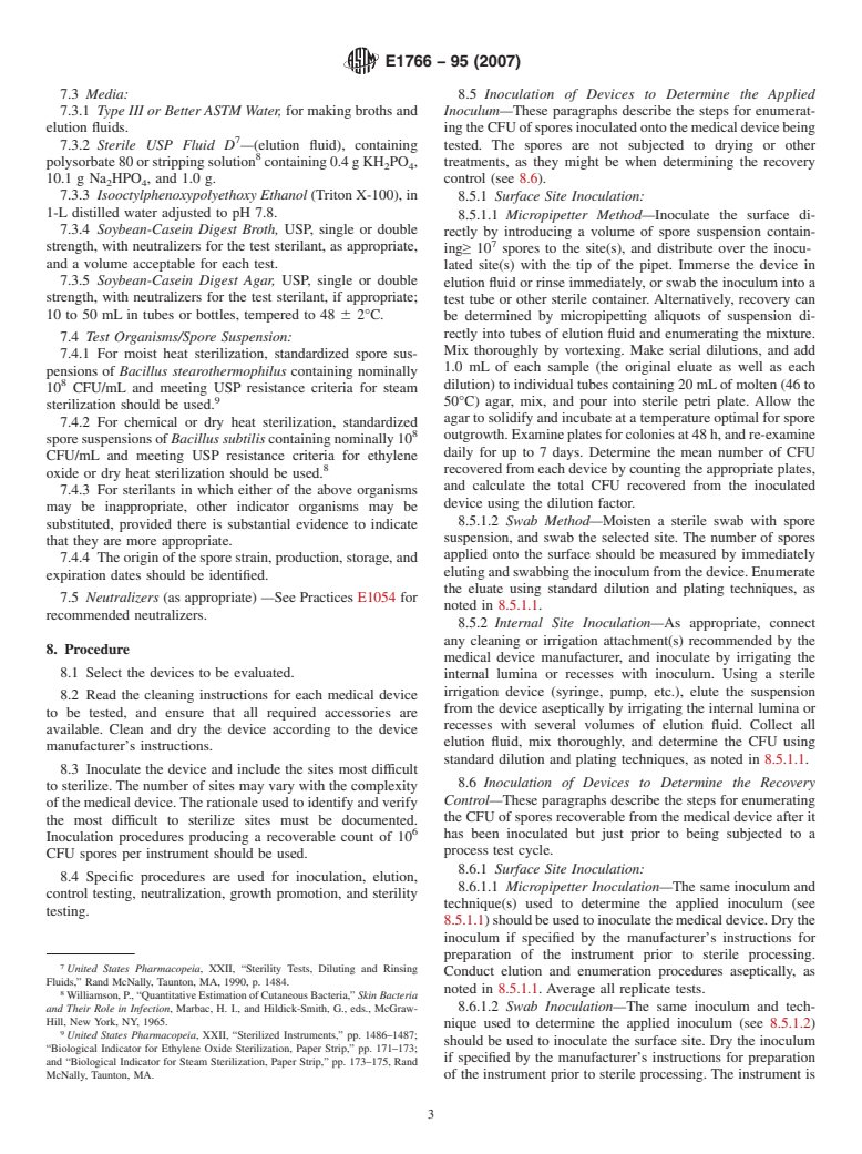 ASTM E1766-95(2007) - Standard Test Method for Determination of Effectiveness of Sterilization Processes for Reusable Medical Devices