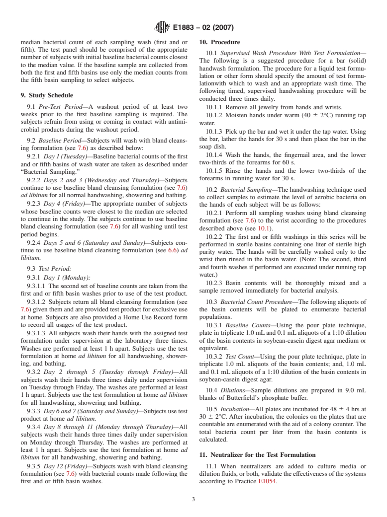 ASTM E1883-02(2007) - Standard Test Method for Assessment of an Antibacterial Handwash Product by Multiple Basin Wash Technique