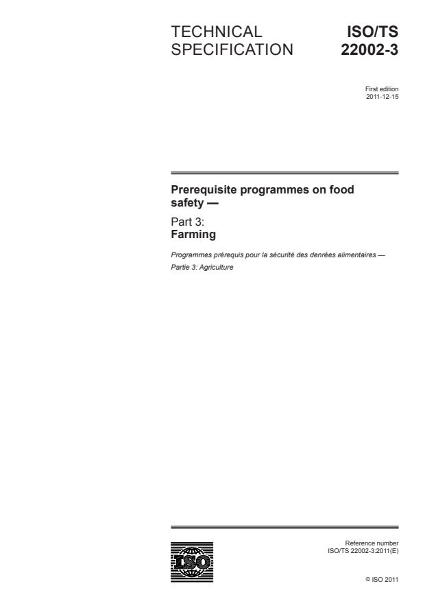 ISO/TS 22002-3:2011 - Prerequisite programmes on food safety