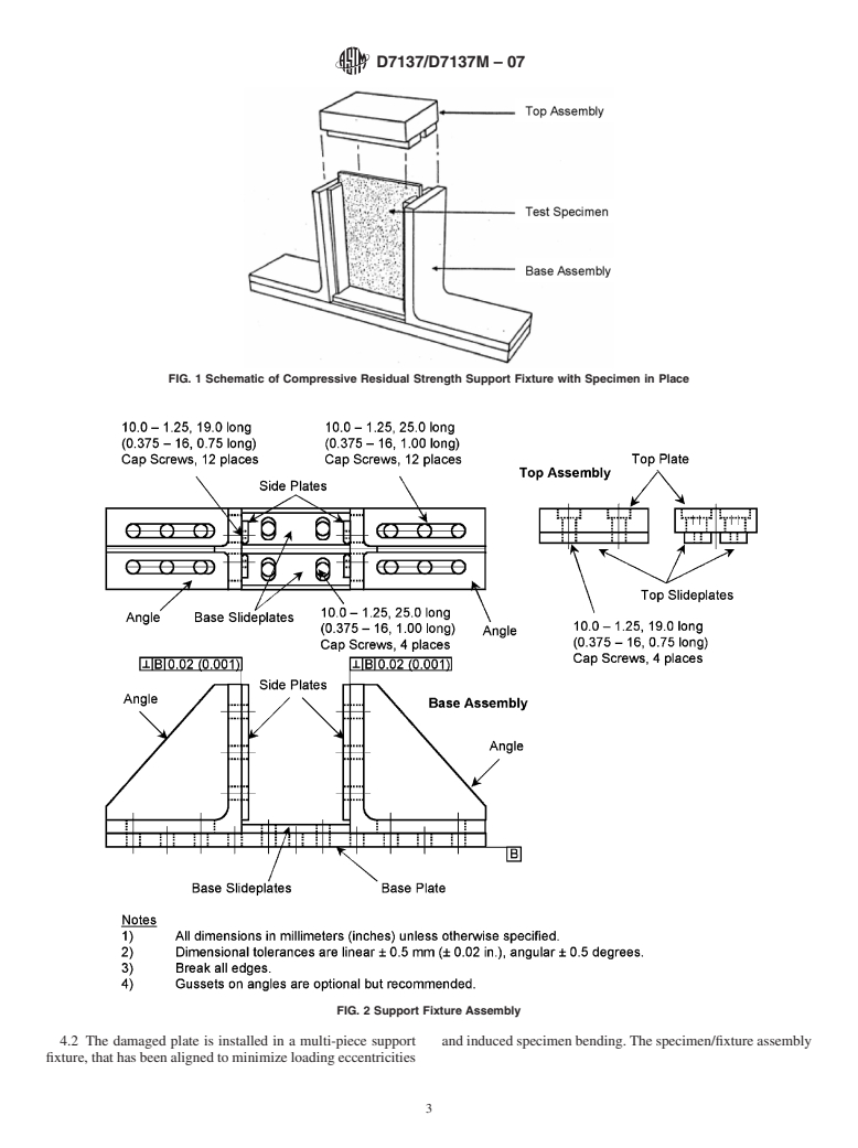 ASTM D7137/D7137M-07 - Standard Test Method for Compressive Residual Strength Properties of Damaged Polymer Matrix Composite Plates