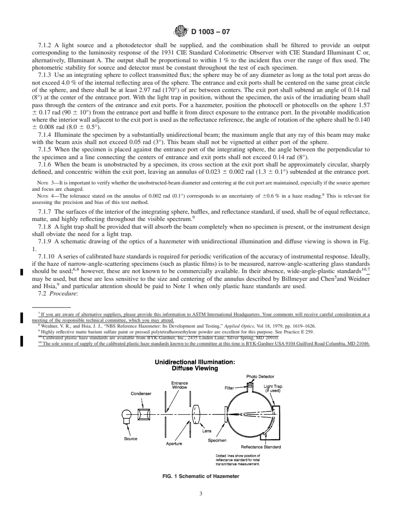 REDLINE ASTM D1003-07 - Standard Test Method for Haze and Luminous Transmittance of Transparent Plastics