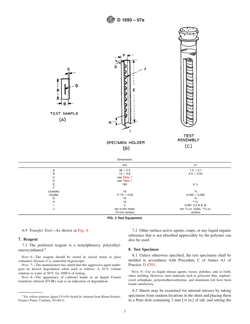 ASTM D1693-07a - Standard Test Method for Environmental Stress-Cracking of Ethylene Plastics