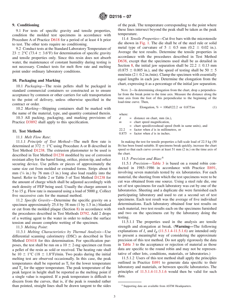 ASTM D2116-07 - Standard Specification for FEP-Fluorocarbon Molding and Extrusion Materials