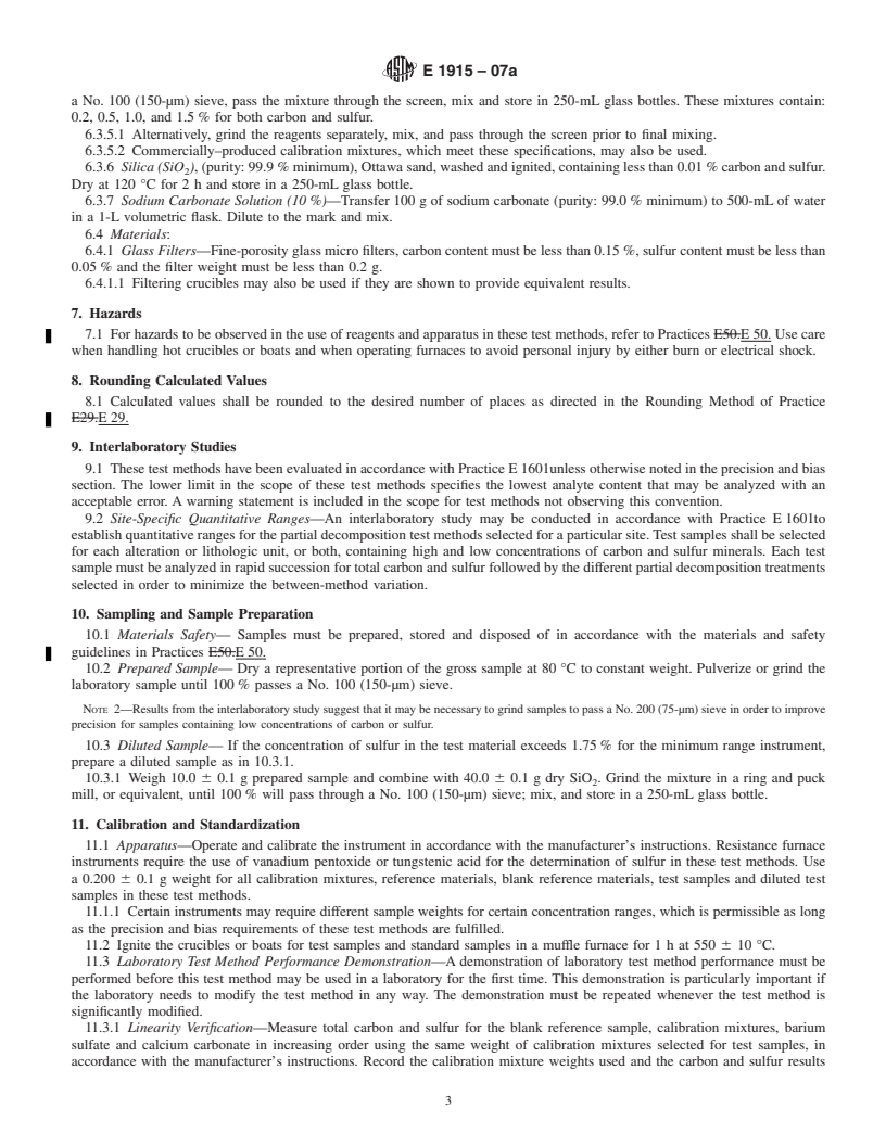 REDLINE ASTM E1915-07a - Standard Test Methods for Analysis of Metal Bearing Ores and Related Materials by Combustion Infrared-Absorption Spectrometry