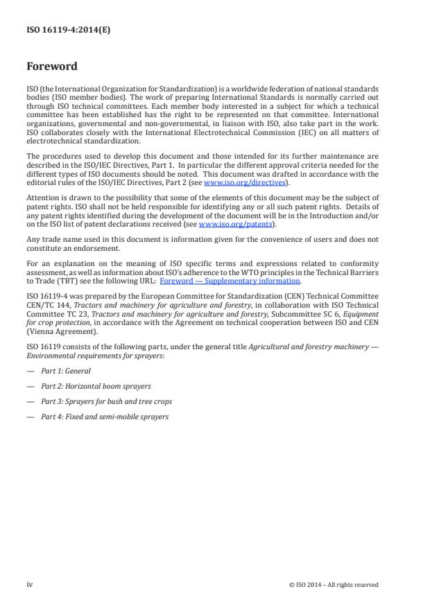 ISO 16119-4:2014 ISO 16119-4:2014 - Agricultural and forestry machinery -- Environmental requirements for sprayers - Page 4 preview