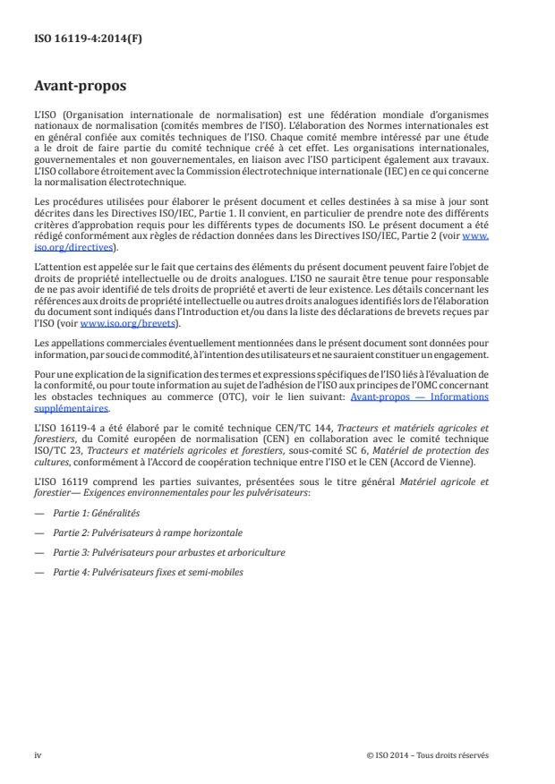ISO 16119-4:2014 ISO 16119-4:2014 - Matériel agricole et forestier -- Exigences environnementales pour les pulvérisateurs - Page 4 preview