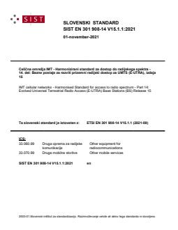 SIST EN 301 908-14 V15.1.1:2021 SIST EN 301 908-14 V15.1.1:2021 - Page 1 preview