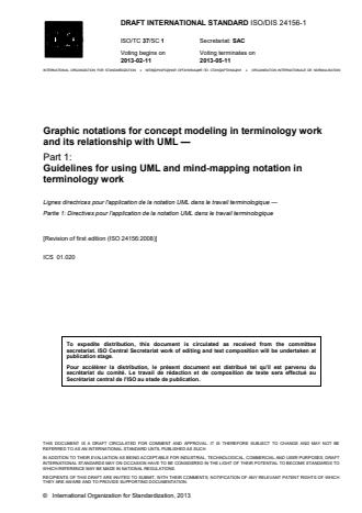 ISO 24156-1:2014 - Graphic notations for concept modelling in terminology work and its relationship with UML