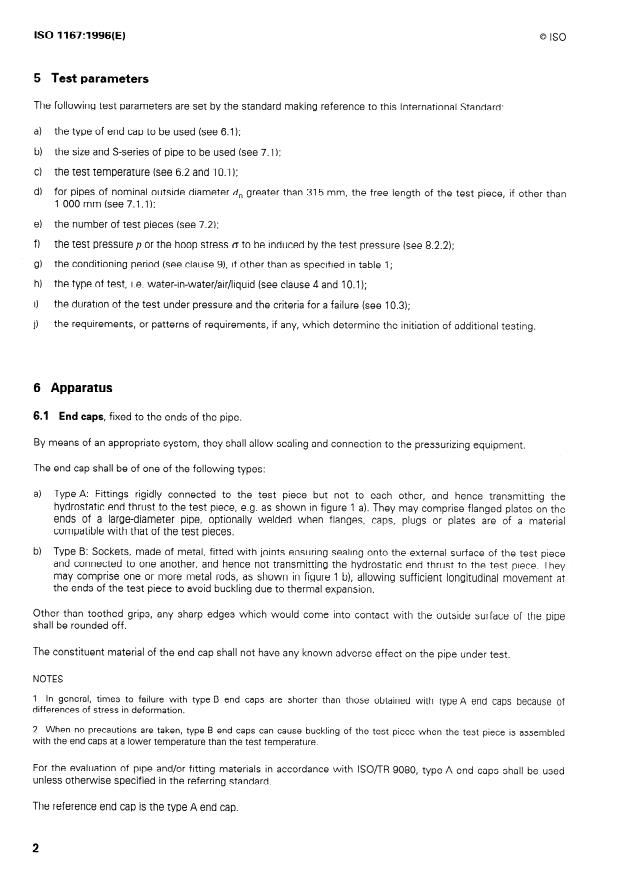 ISO 1167:1996 ISO 1167:1996 - Thermoplastics pipes for the conveyance of fluids -- Resistance to internal pressure -- Test method - Page 4 preview