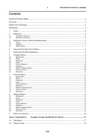 ETSI GS NFV-TST 008 V3.3.1 (2020-06) - Network Functions Virtualisation (NFV) Release 3; Testing; NFVI Compute and Network Metrics Specification