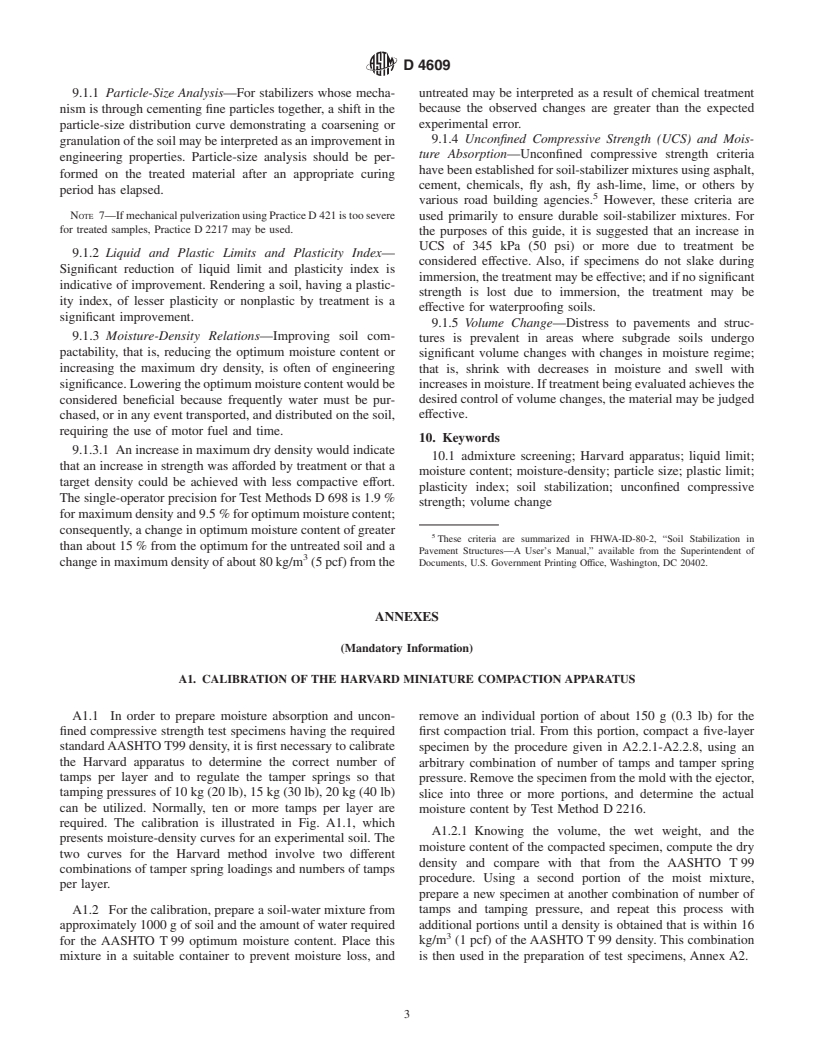 ASTM D4609-01 - Standard Guide for Evaluating Effectiveness of Chemicals for Soil Stabilization