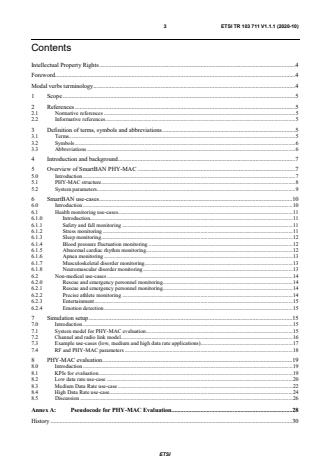 ETSI TR 103 711 V1.1.1 (2020-10) - Smart Body Area Network (SmartBAN); Applying SmartBAN MAC (ETSI TS 103 325) for various use-cases