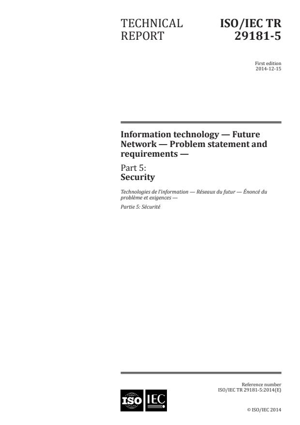 ISO/IEC TR 29181-5:2014 - Information technology -- Future Network -- Problem statement and requirements