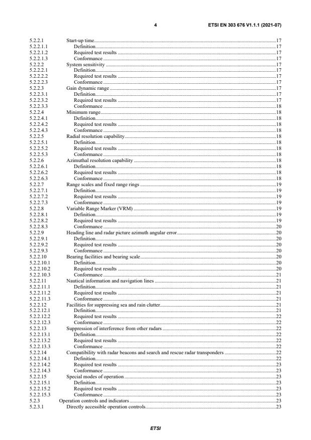 SIST EN 303 676 V1.1.1:2021 ETSI EN 303 676 V1.1.1 (2021-07) - Navigation radar used on inland waterways; Operational, functional and technical requirements - Page 4 preview