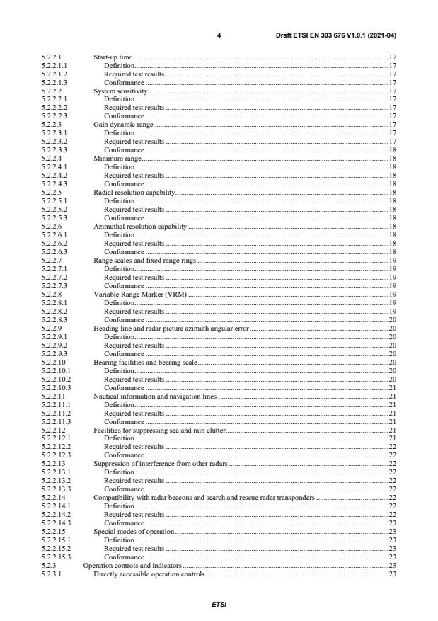 SIST EN 303 676 V1.1.1:2021 ETSI EN 303 676 V1.0.1 (2021-04) - Navigation radar used on inland waterways; Operational, functional and technical requirements - Page 4 preview