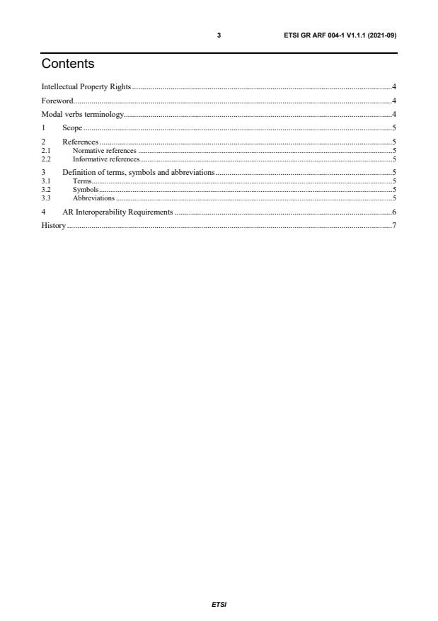 ETSI GR ARF 004-1 V1.1.1 (2021-09) - Augmented Reality Framework (ARF) Interoperability Requirements for AR components, systems and services; Part 1: Overview