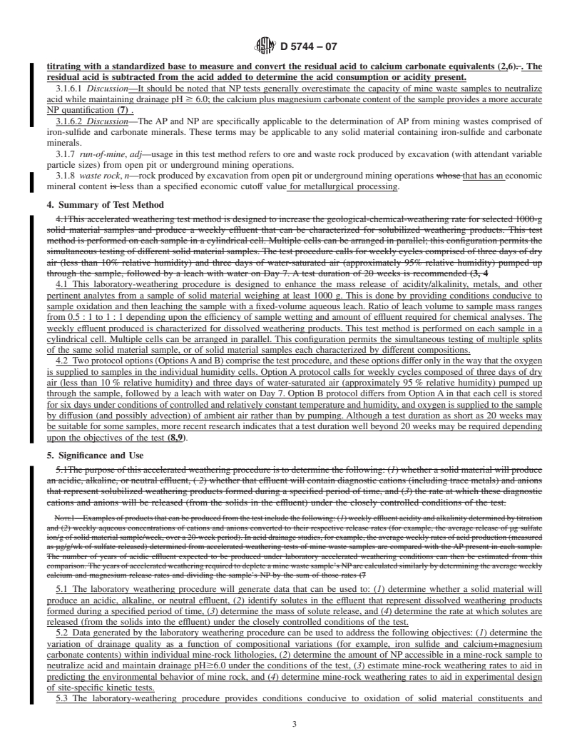 REDLINE ASTM D5744-07 - Standard Test Method for Laboratory Weathering of Solid Materials Using a Humidity Cell