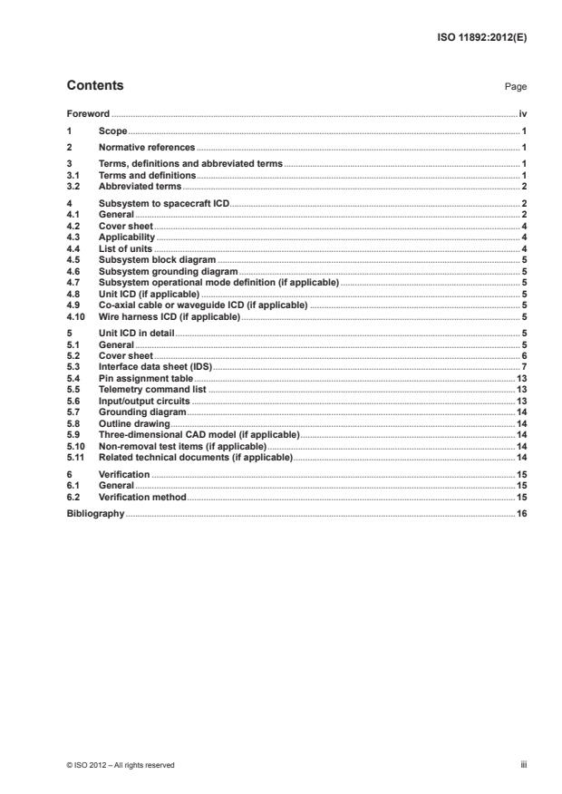ISO 11892:2012 - Space systems -- Subsystems/units to spacecraft interface control document