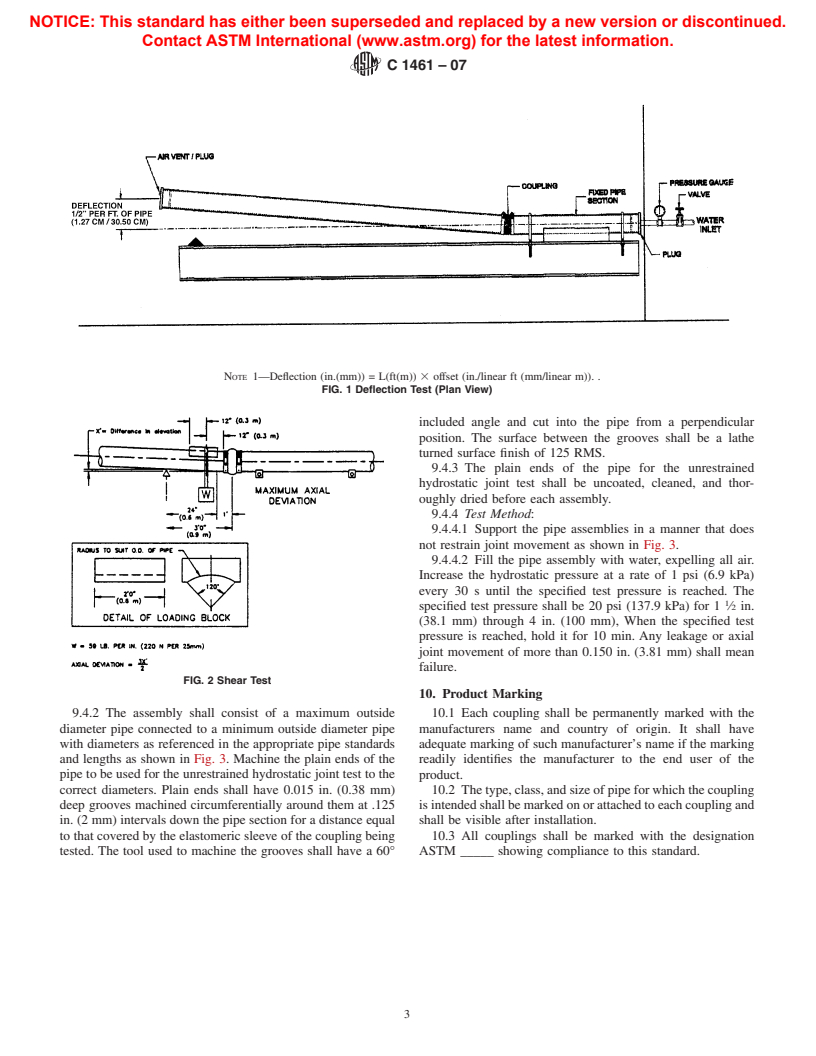 ASTM C1461-07 - Standard Specification for Mechanical Couplings Using Thermoplastic Elastomeric (TPE) Gaskets for Joining Drain, Waste, and Vent (DWV), Sewer, Sanitary, and Storm Plumbing Systems for Above and Below Ground Use