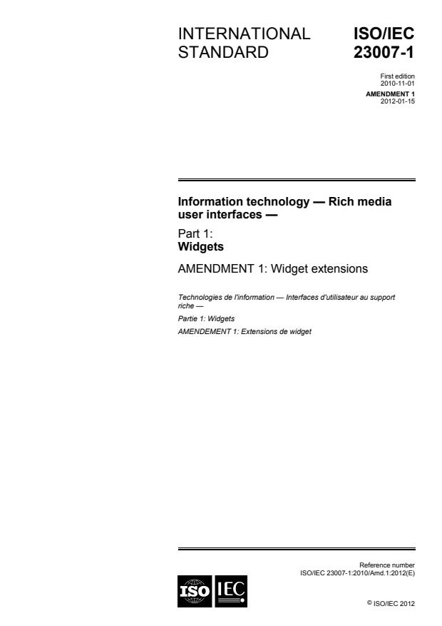 ISO/IEC 23007-1:2010/Amd 1:2012 - Widget extensions