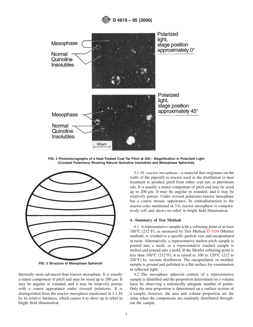 ASTM D4616-95(2000) - Standard Test Method for Microscopical Analysis by Reflected Light and Determination of Mesophase in a Pitch